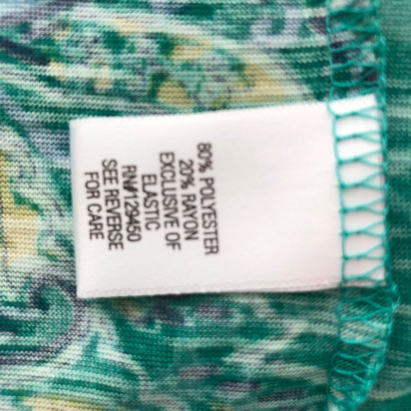 Dana Buchman Size L Green Multicolor crew neck short sleeves very light - Picture 6 of 8